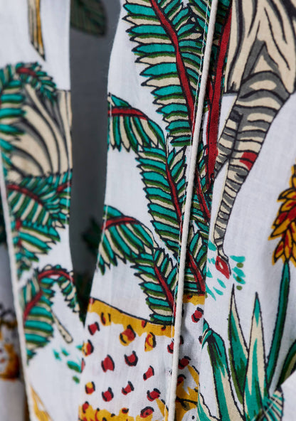 Jungle Print Dressing Gown - White: Small/Medium(SM)