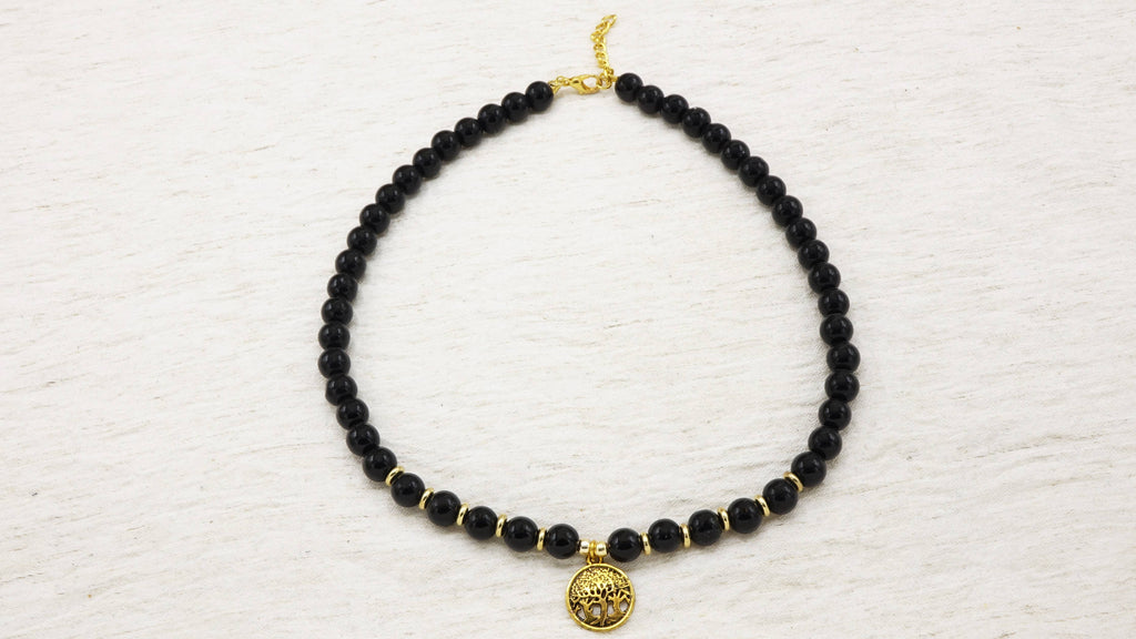 Beaded Black Jade Necklace