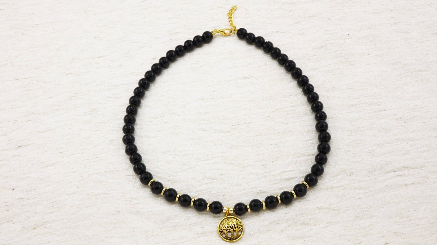 Beaded Black Jade Necklace