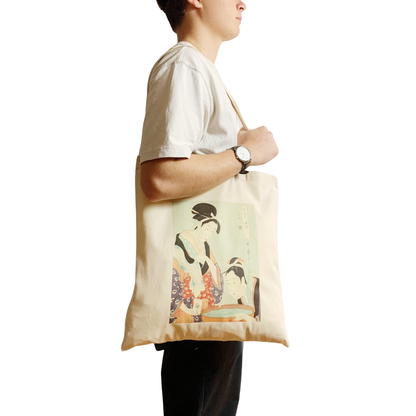 Utamaro Portrait of Naniwaya Okita Tote Bag Vintage Art Clas: White