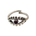 Silver-Plated Adjustable Ring, Design #37: Amethyst