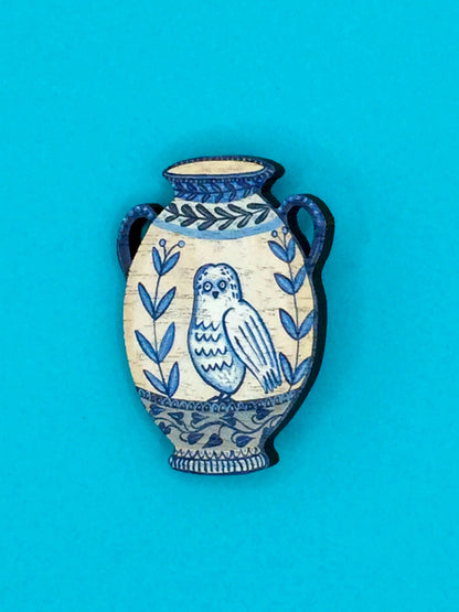 Owl Vase Pin Brooch