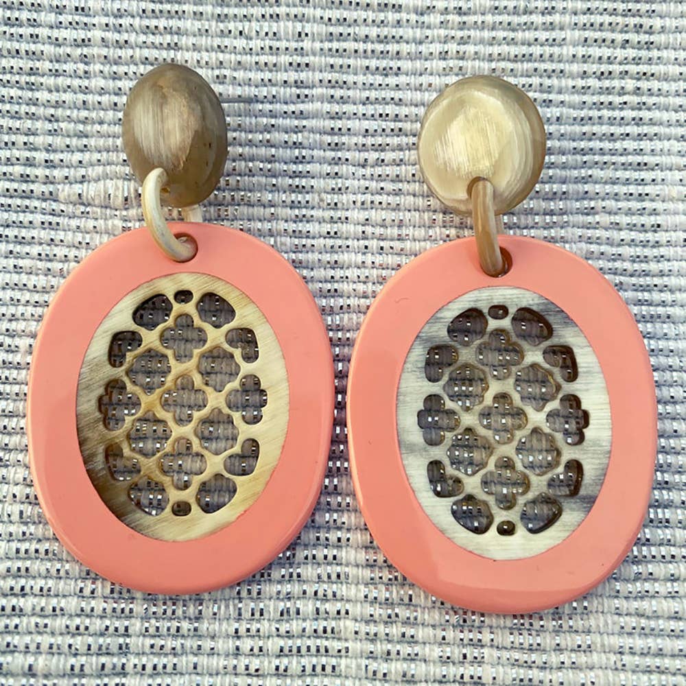 Boho Buffalo Horn Earrings, Lacquered: Red Boho Buffalo Horn Earrings