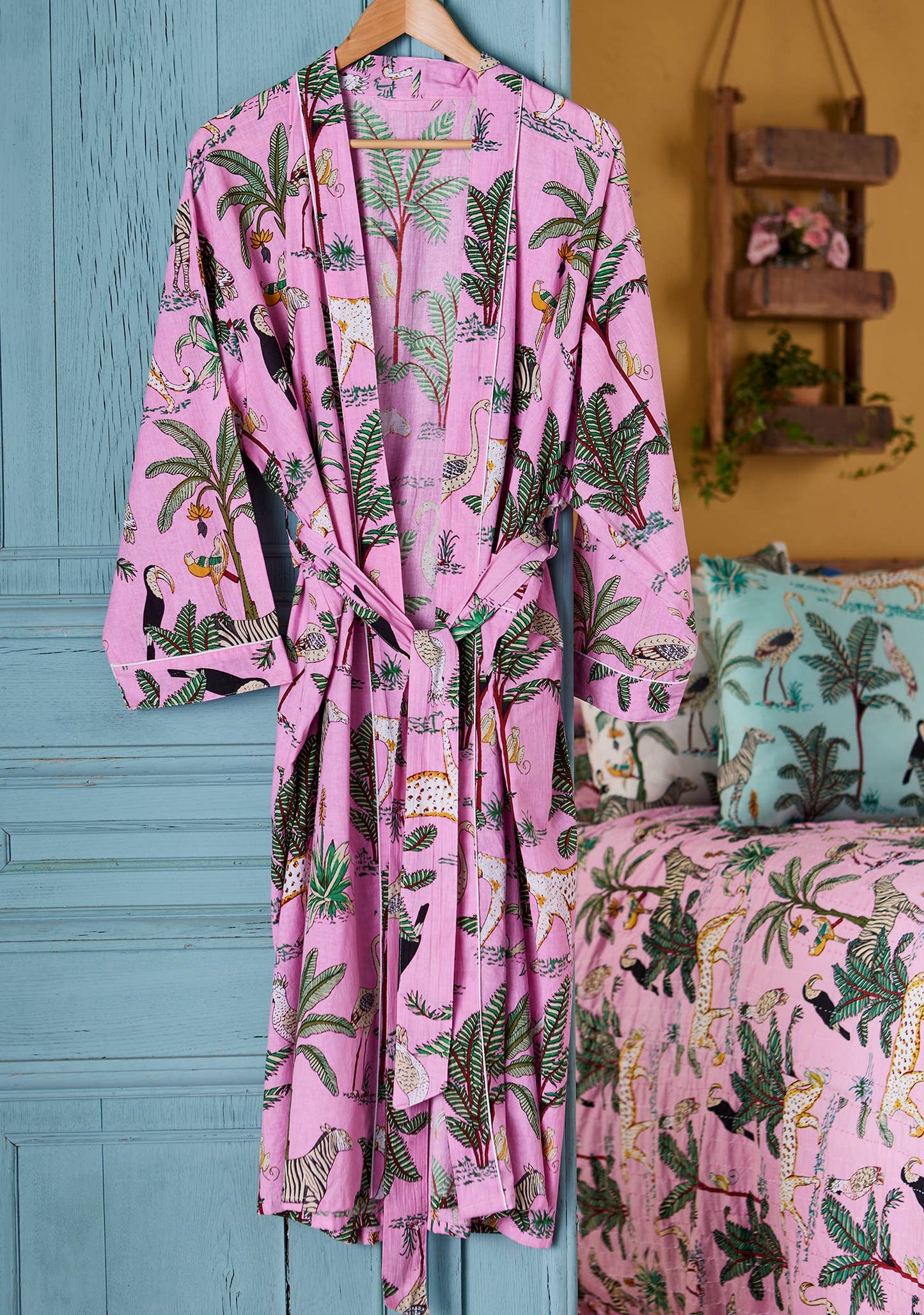 Jungle Print Dressing Gown - Pink: Small/Medium(SM)