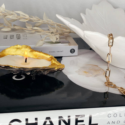 Gold Tip Oyster Shell Candles: 2