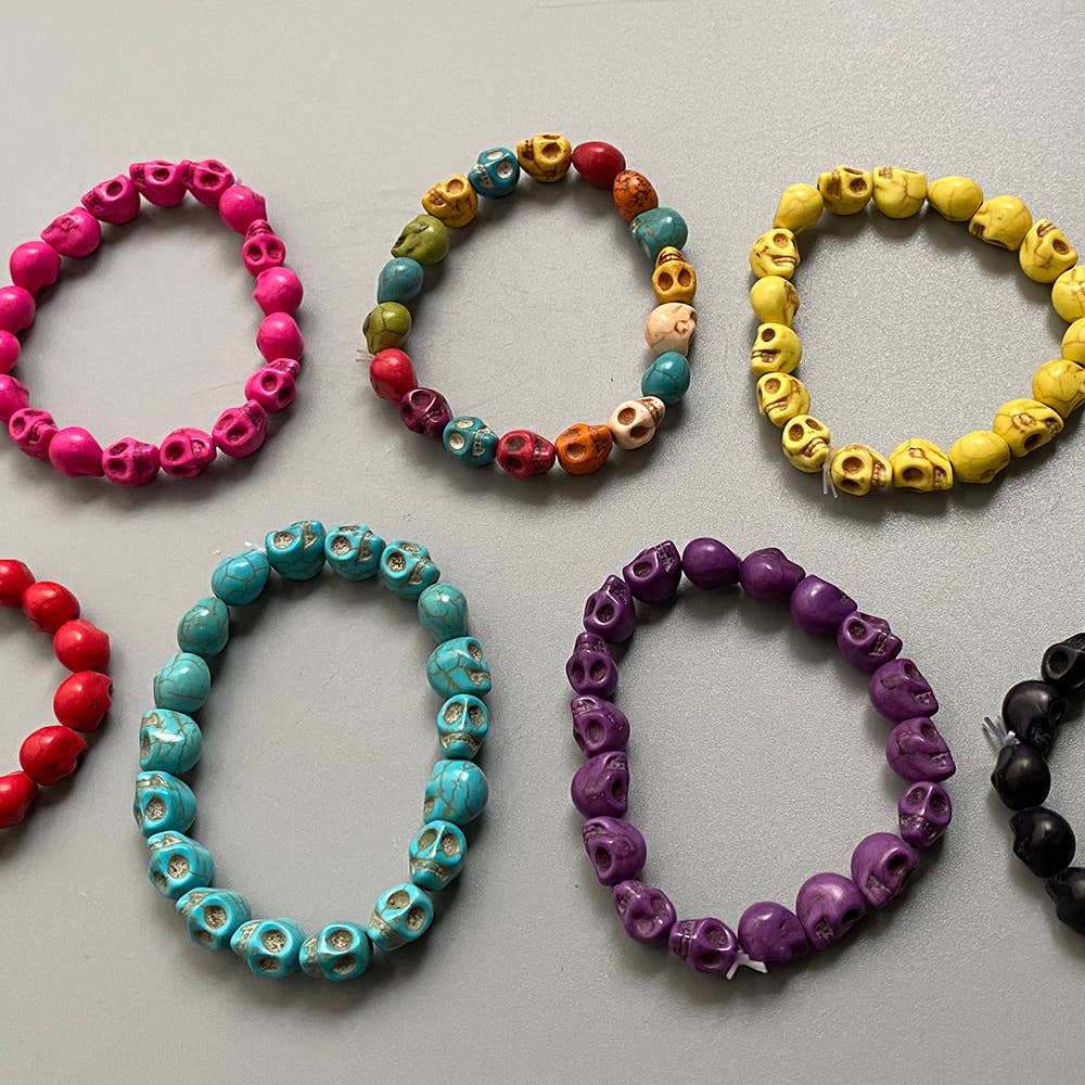 Skull Bracelet, Dyed Howlite: Multicoloured
