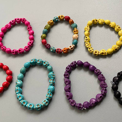 Skull Bracelet, Dyed Howlite: Multicoloured