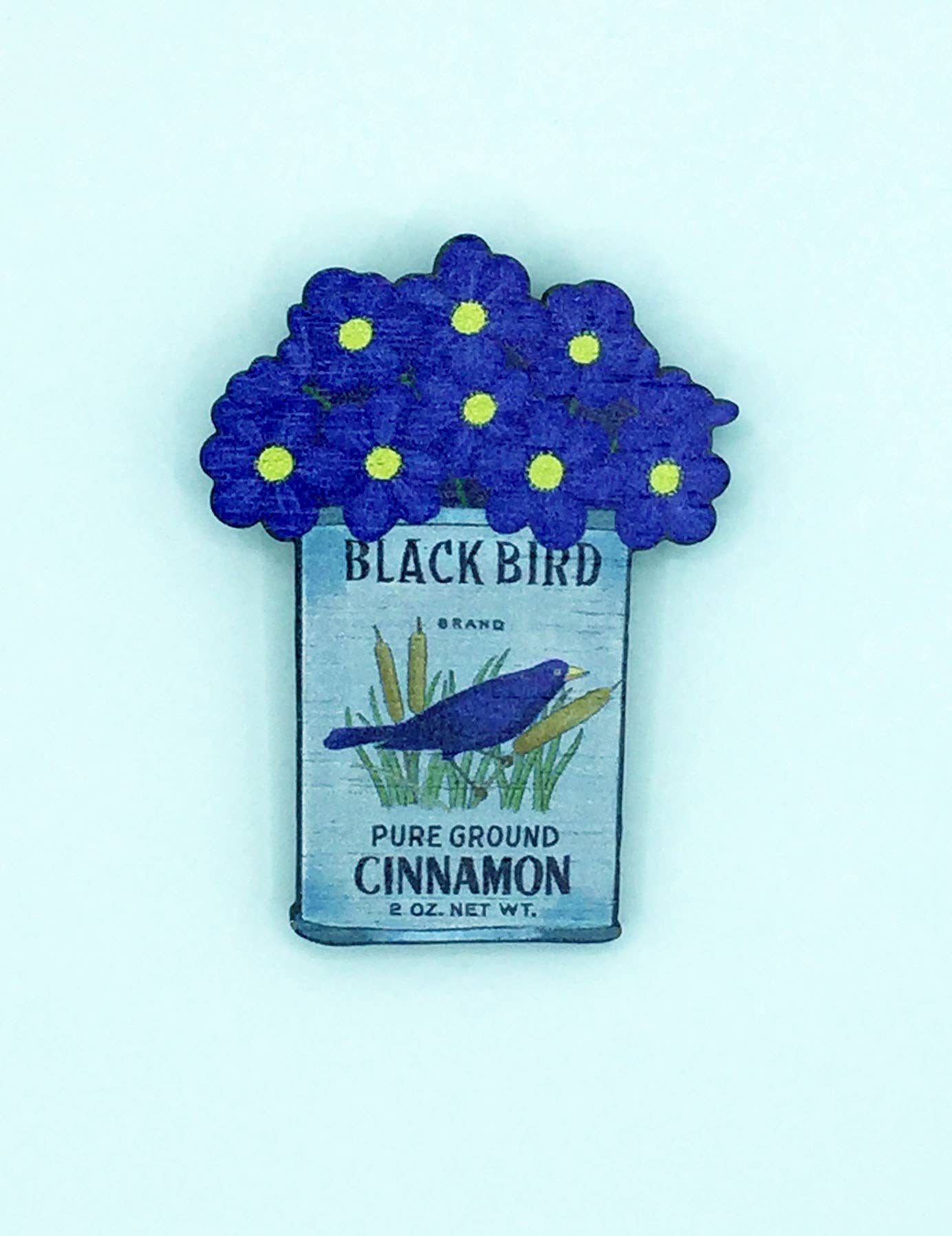 Vintage Flower Wooden Pin Badge-Anemones