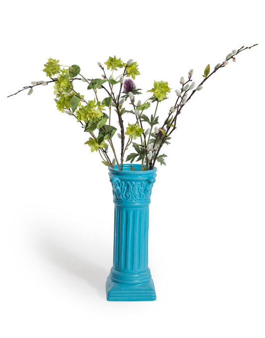 Matt Light Blue Large Corinthian Column Ceramic Vase