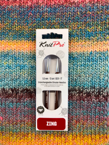 KnitPro Zing Interchangeable needles, 5.50mm, 5" length