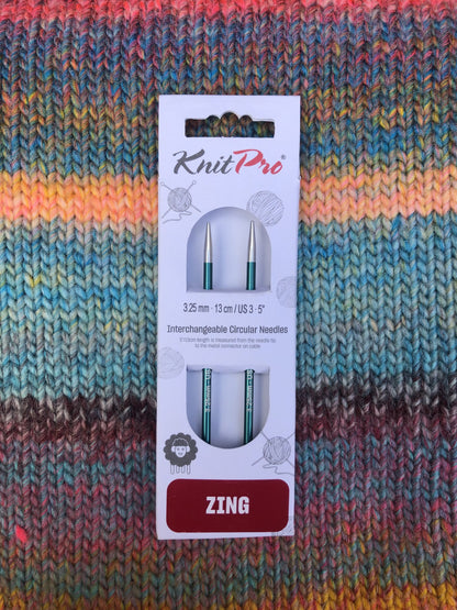 KnitPro Zing Interchangeable needles, 3.25mm, 5" length