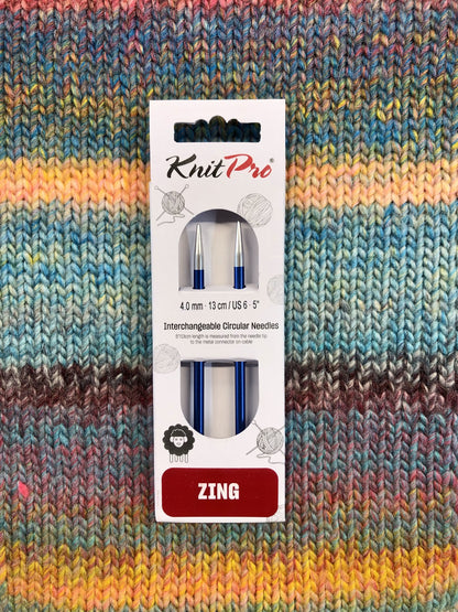 KnitPro Zing Interchangeable needles, 4mm, 5" length