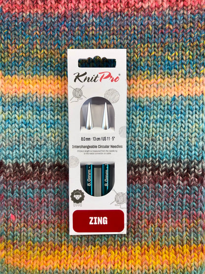 KnitPro Zing Interchangeable needles, 8mm, 5" length