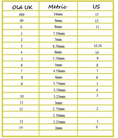 bamboo knitting needles 7mm, 33cm length